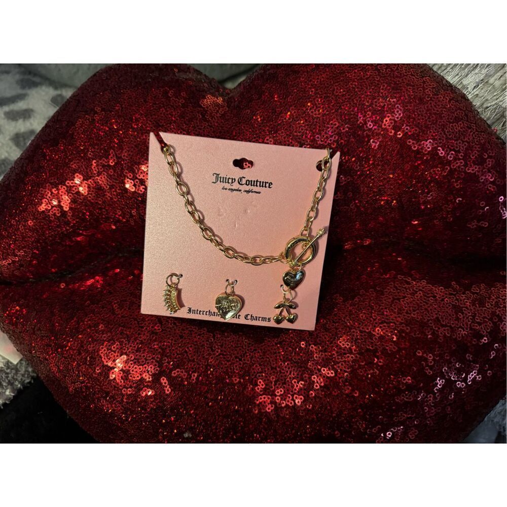 Heritage y2k juicy couture interchangeable 9x charm necklace's gold bundle/lot - Picture 4 of 7